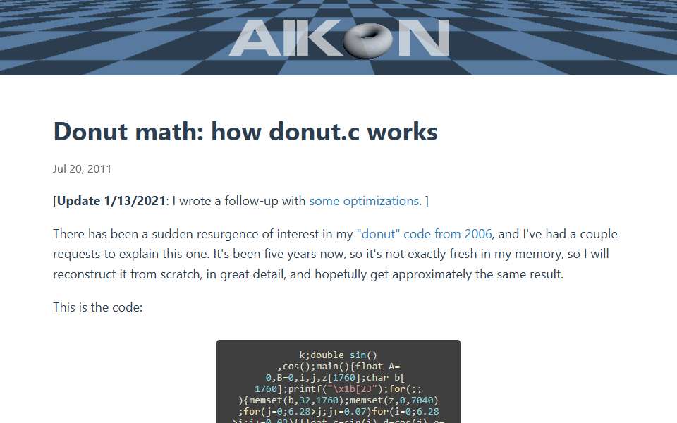 Screenshot of www.a1k0n.net captured 2026-07-20