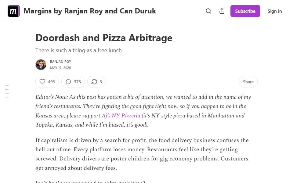 Screenshot of www.readmargins.com captured 2026-07-20