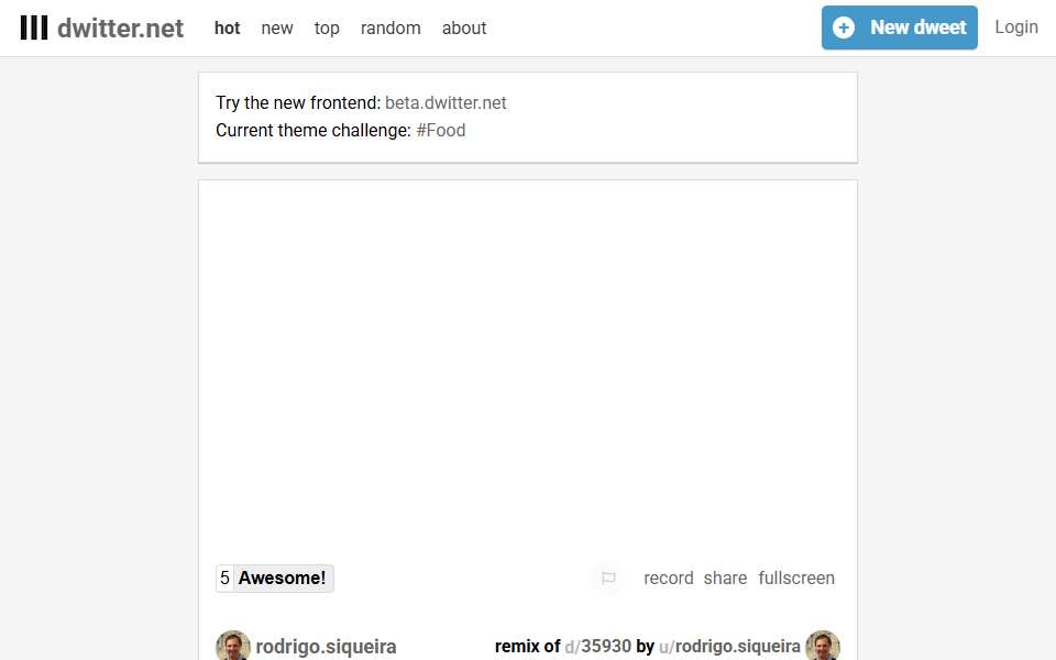Screenshot of www.dwitter.net captured 2026-07-20