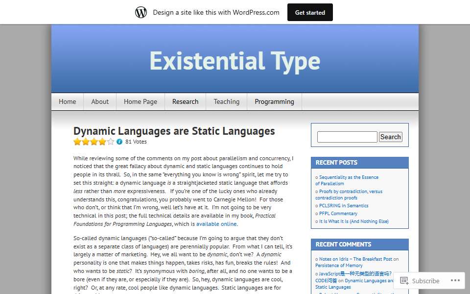 Screenshot of existentialtype.wordpress.com captured 2026-07-20