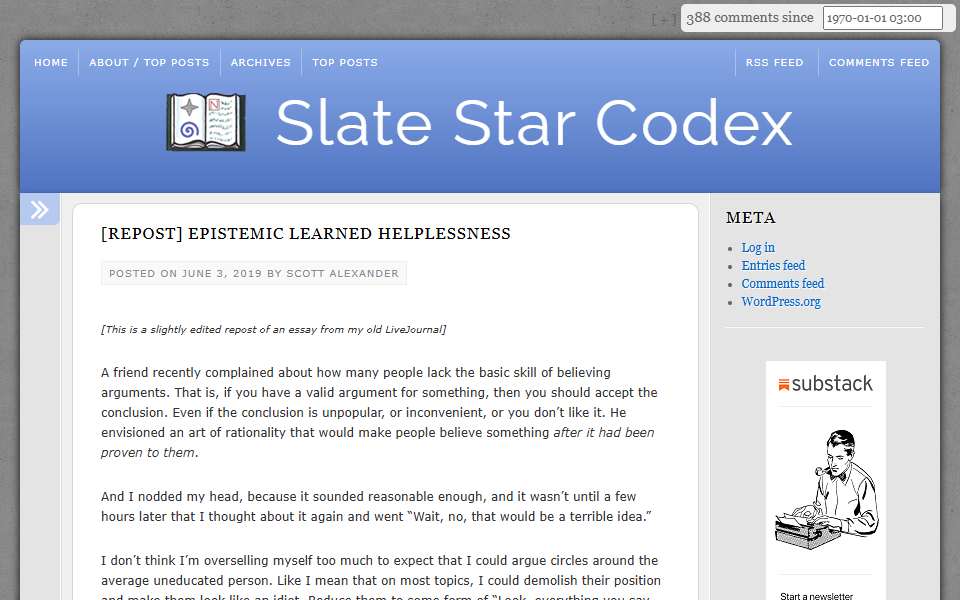 Screenshot of slatestarcodex.com captured 2026-07-20