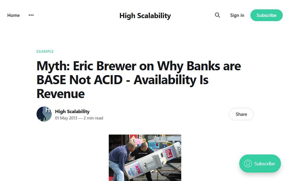Screenshot of highscalability.com captured 2026-07-20