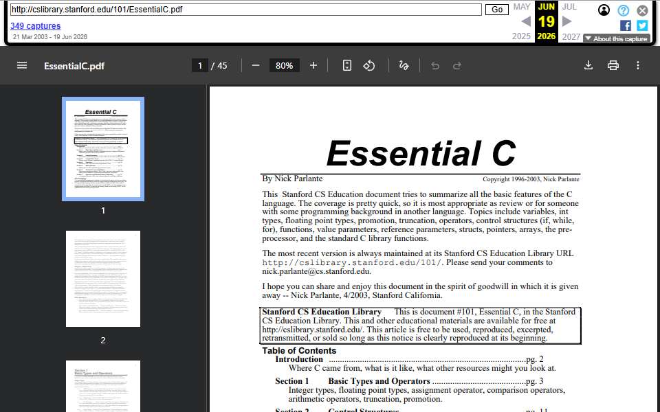 Screenshot of cslibrary.stanford.edu captured 2026-07-20