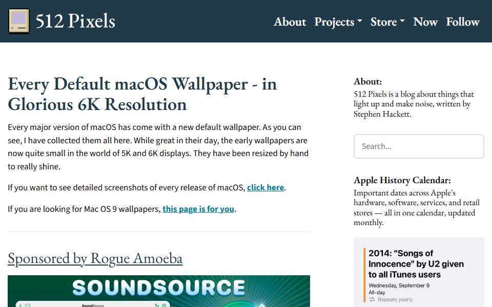 Screenshot of 512pixels.net captured 2026-07-20