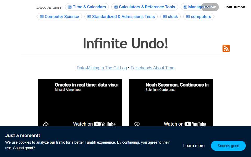 Screenshot of infiniteundo.com captured 2026-07-20