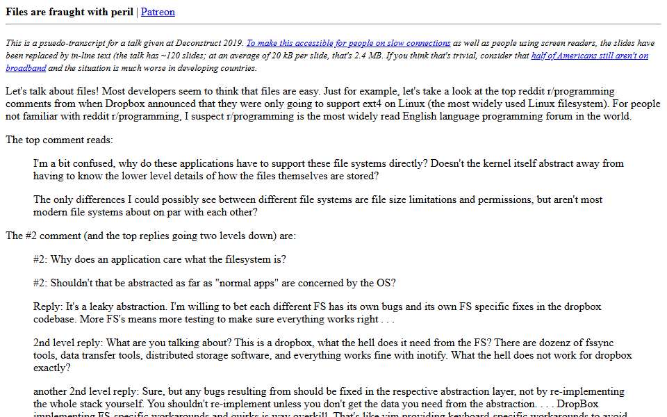 Screenshot of danluu.com captured 2026-07-20