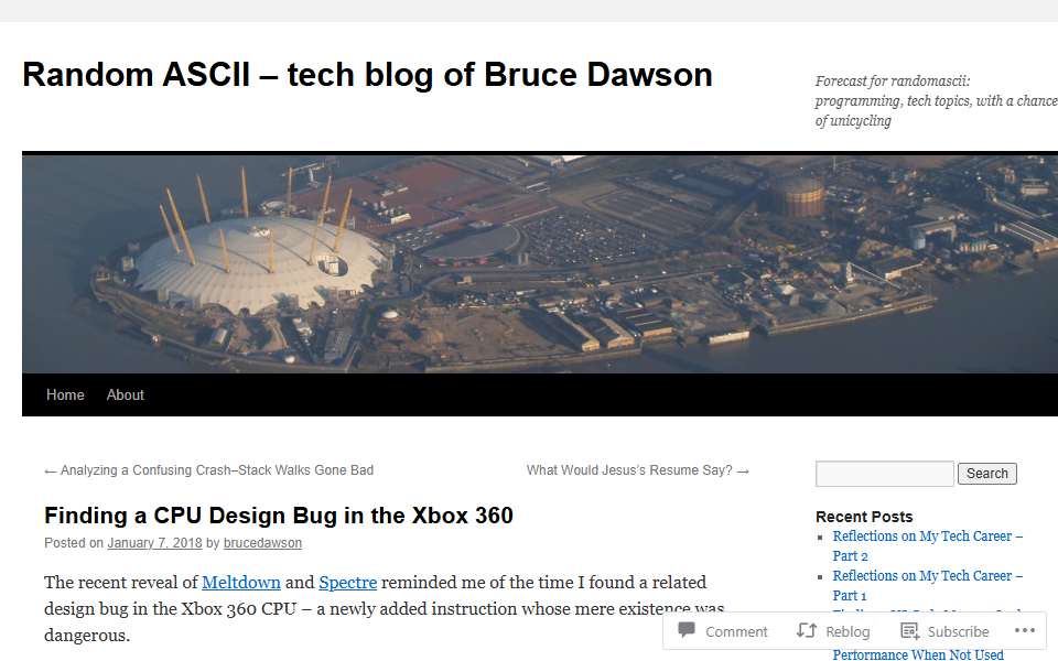 Screenshot of randomascii.wordpress.com captured 2026-07-20