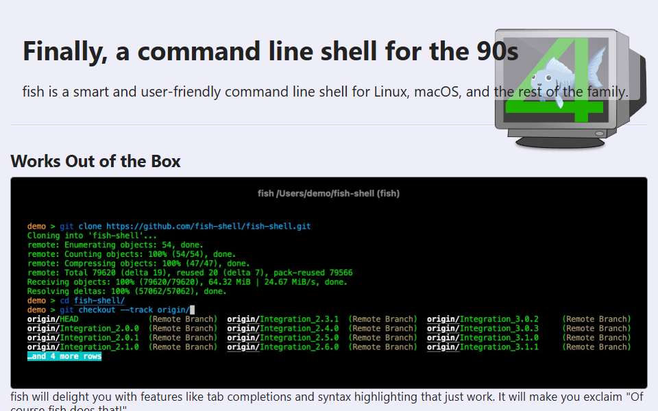 Screenshot of fishshell.com captured 2026-07-20