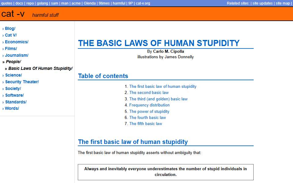 Screenshot of harmful.cat-v.org captured 2026-07-20