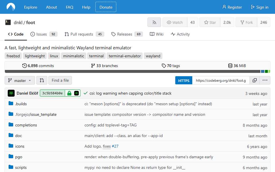Screenshot of codeberg.org captured 2026-07-20