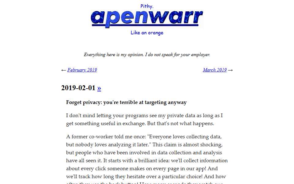 Screenshot of apenwarr.ca captured 2026-07-20