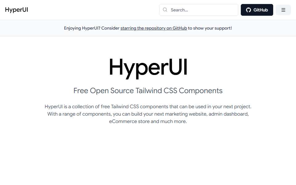 Screenshot of www.hyperui.dev captured 2026-07-20