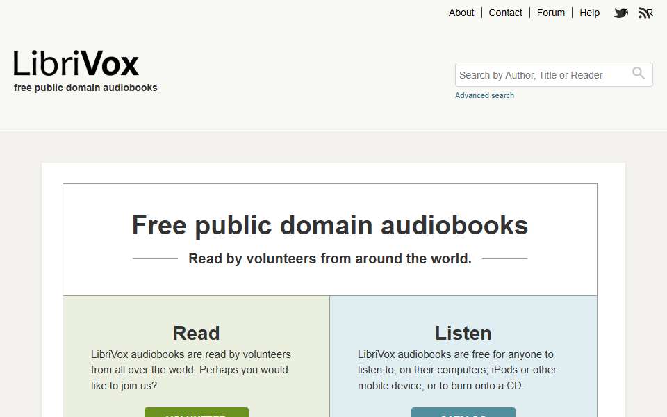 Screenshot of librivox.org captured 2026-07-20