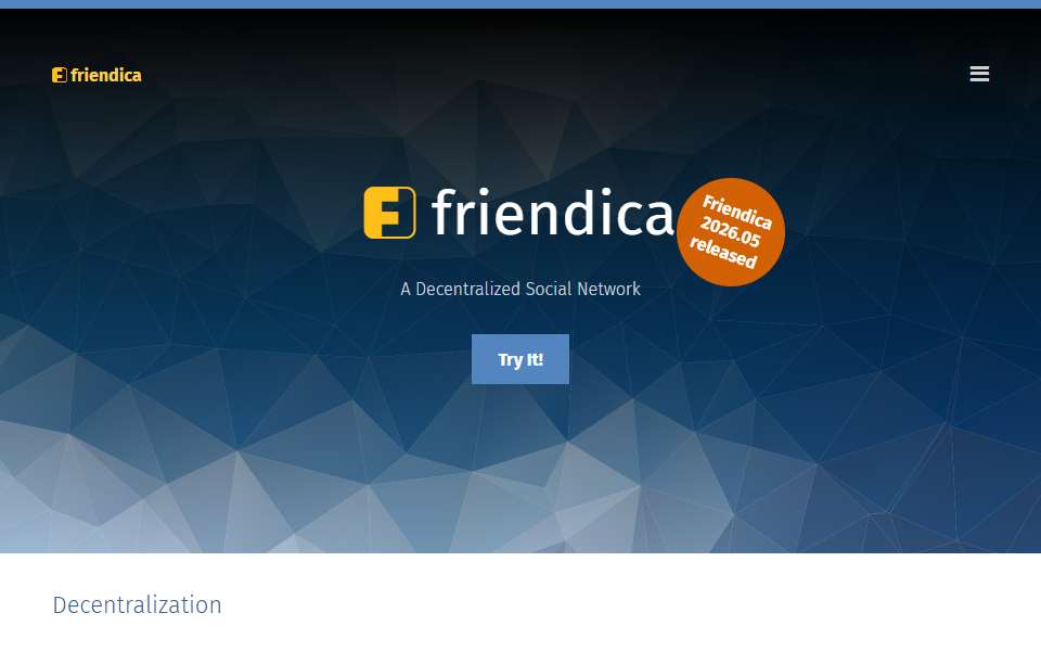 Screenshot of friendi.ca captured 2026-07-20