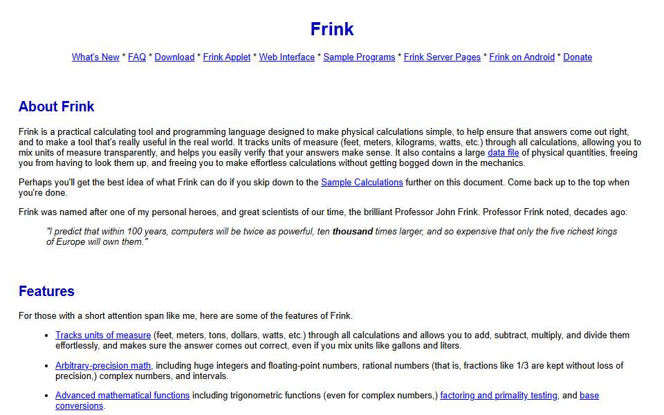 Screenshot of frinklang.org captured 2026-07-20