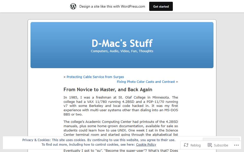 Screenshot of blog.djmnet.org captured 2026-07-20