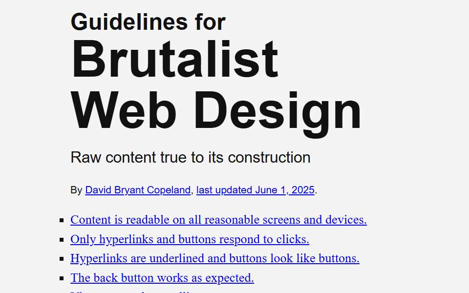 Screenshot of brutalist-web.design captured 2026-07-20