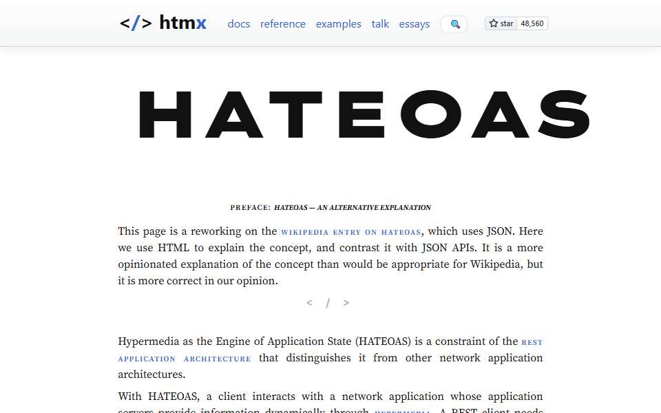 Screenshot of htmx.org captured 2026-07-20
