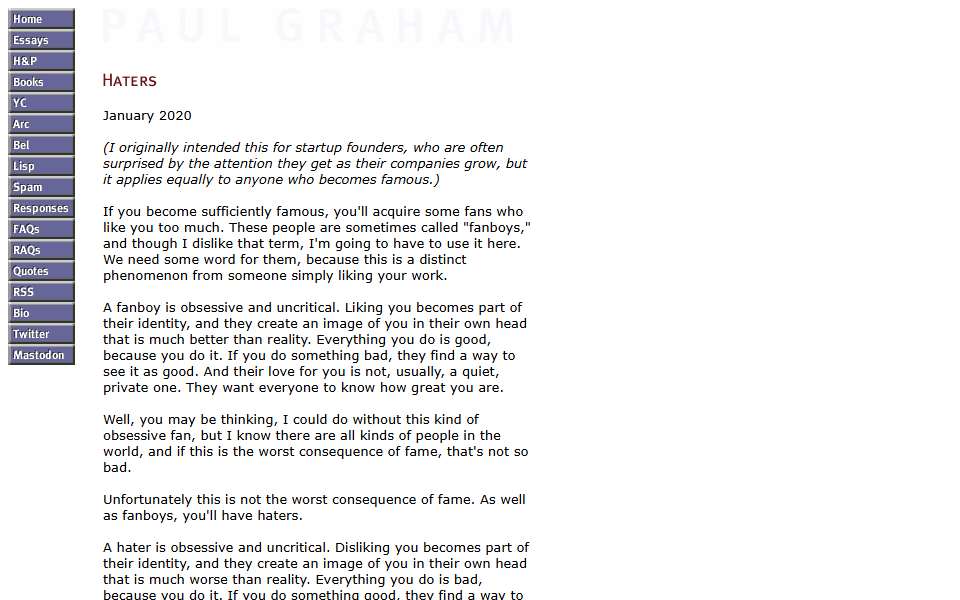 Screenshot of paulgraham.com captured 2026-07-20
