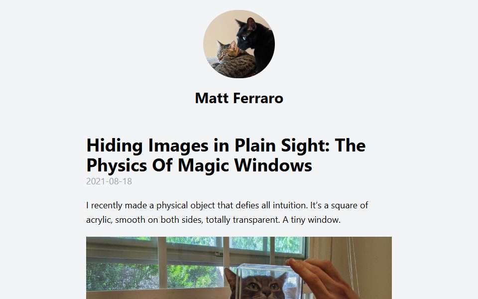 Screenshot of mattferraro.dev captured 2026-07-20