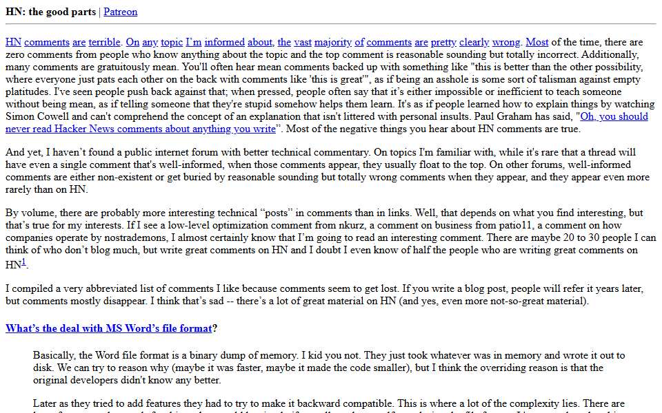 Screenshot of danluu.com captured 2026-07-20