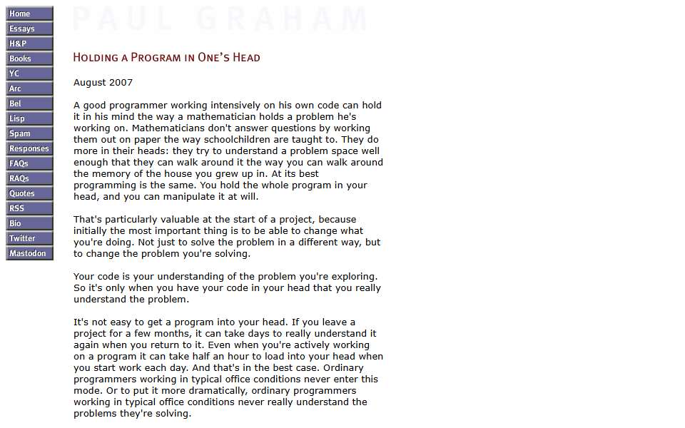 Screenshot of paulgraham.com captured 2026-07-20