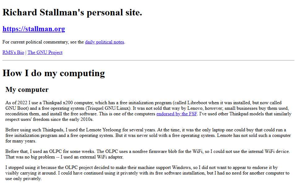 Screenshot of stallman.org captured 2026-07-20