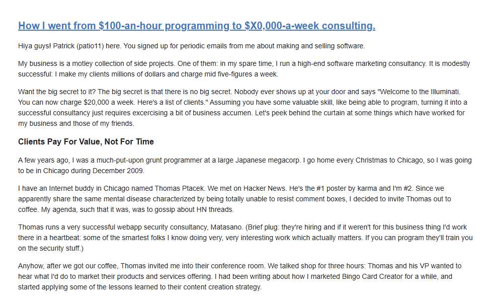 Screenshot of training.kalzumeus.com captured 2026-07-20