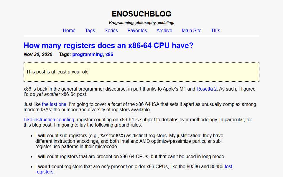 Screenshot of blog.yossarian.net captured 2026-07-20