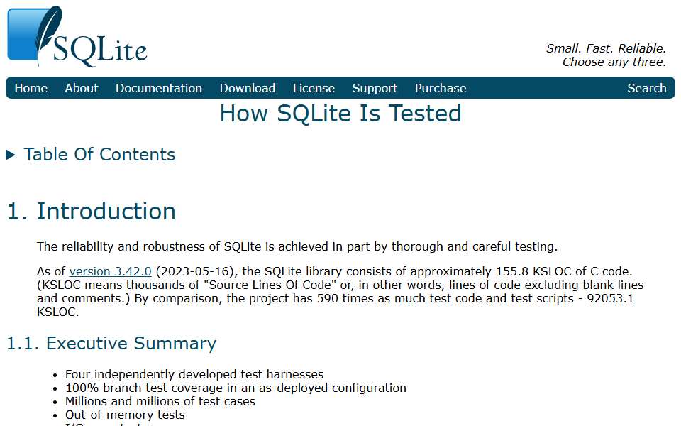 Screenshot of www.sqlite.org captured 2026-07-20