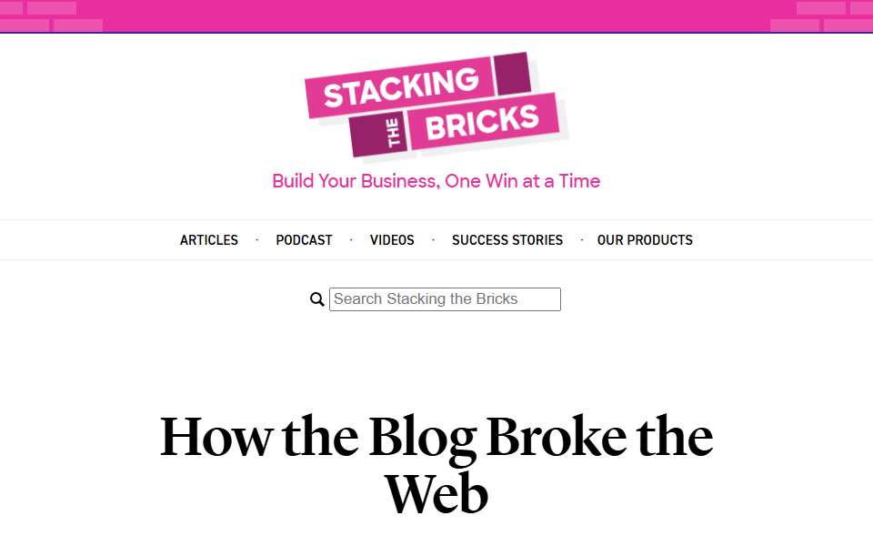 Screenshot of stackingthebricks.com captured 2026-07-20