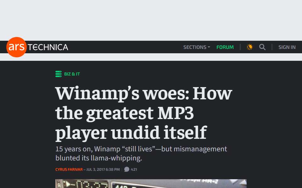Screenshot of arstechnica.com captured 2026-07-20