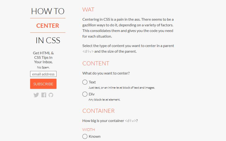 Screenshot of howtocenterincss.com captured 2026-07-20