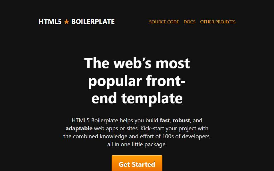 Screenshot of html5boilerplate.com captured 2026-07-20