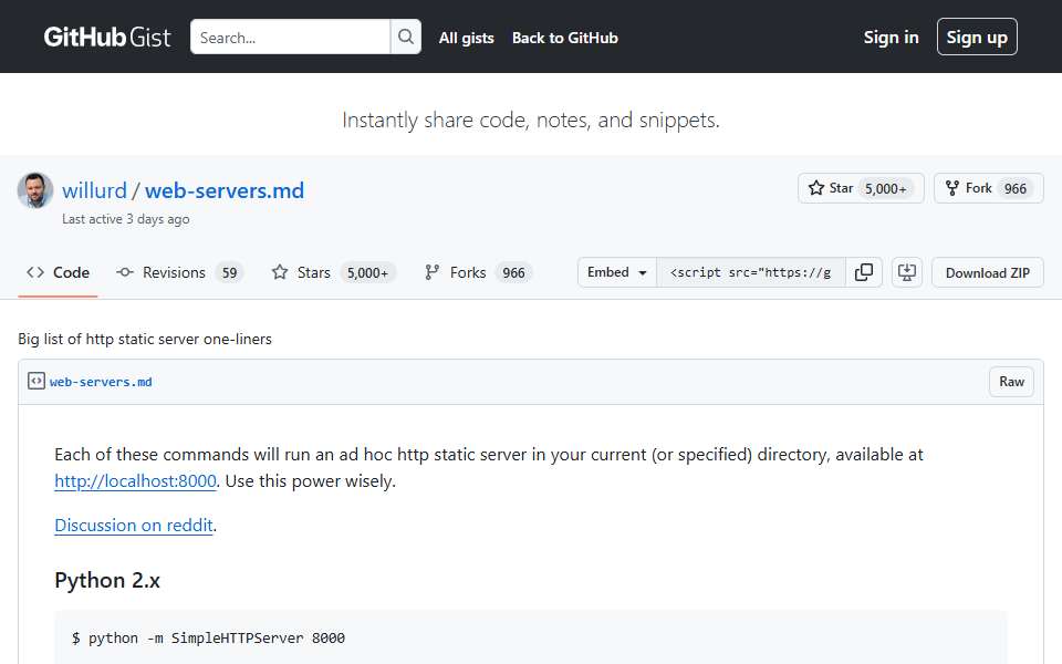 Screenshot of gist.github.com captured 2026-07-20