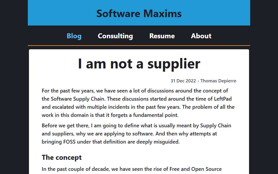 Screenshot of www.softwaremaxims.com captured 2026-07-20