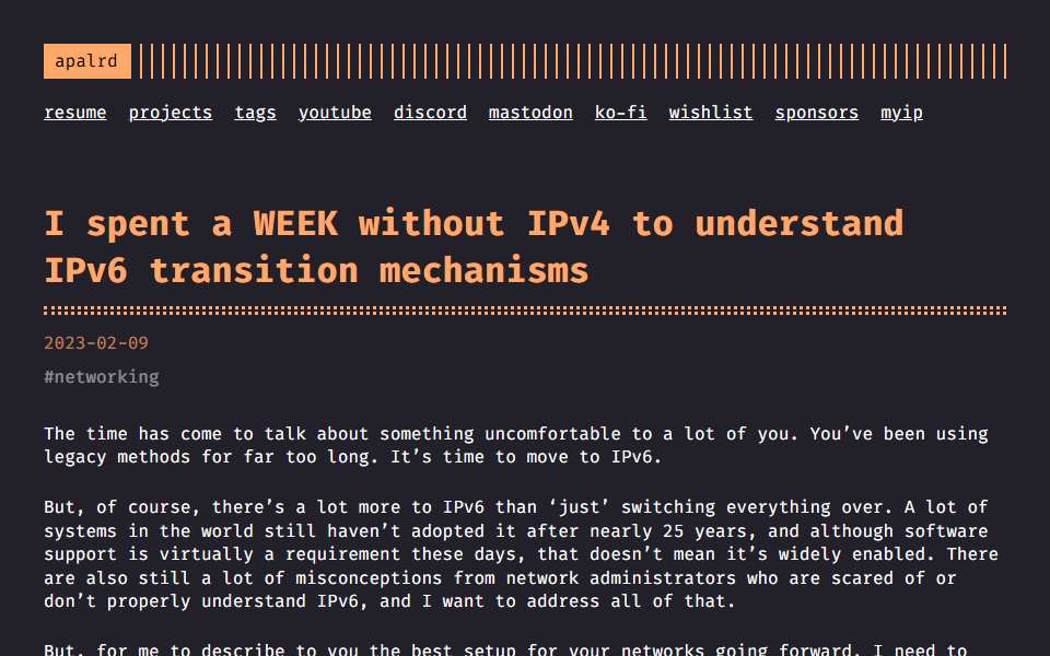 Screenshot of www.apalrd.net captured 2026-07-20