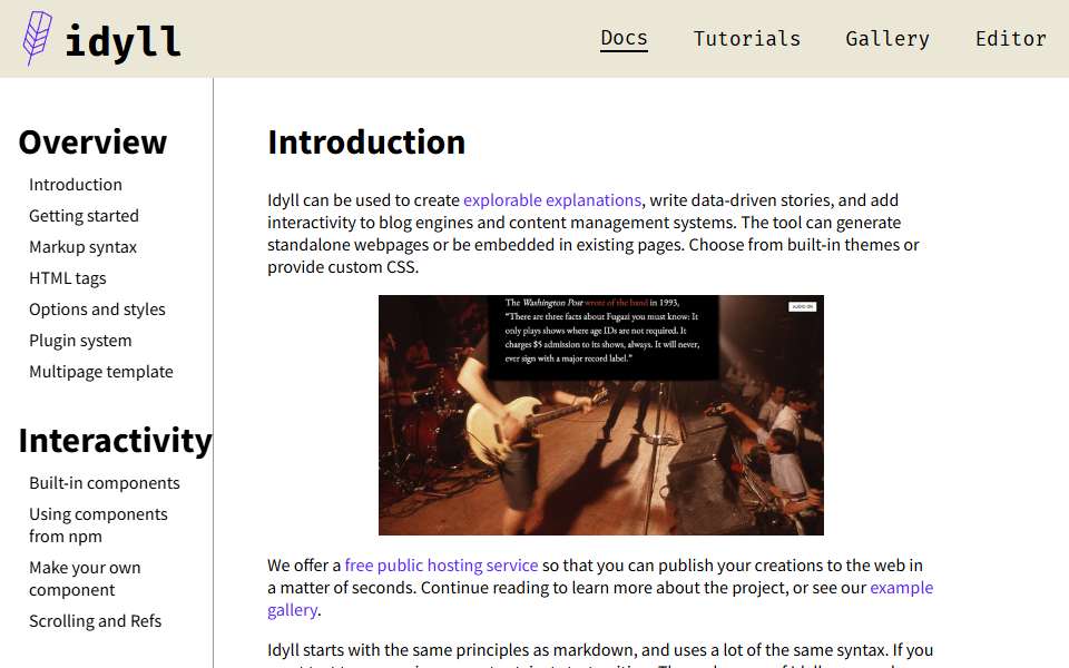 Screenshot of idyll-lang.org captured 2026-07-20