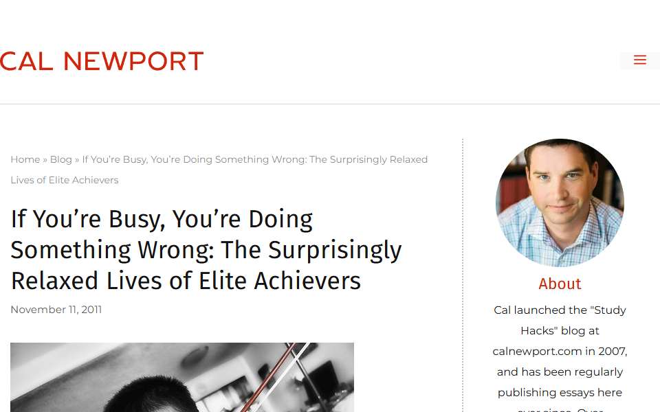 Screenshot of calnewport.com captured 2026-07-20