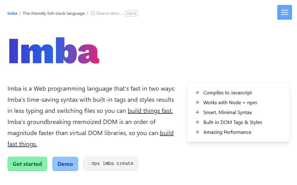Screenshot of imba.io captured 2026-07-20