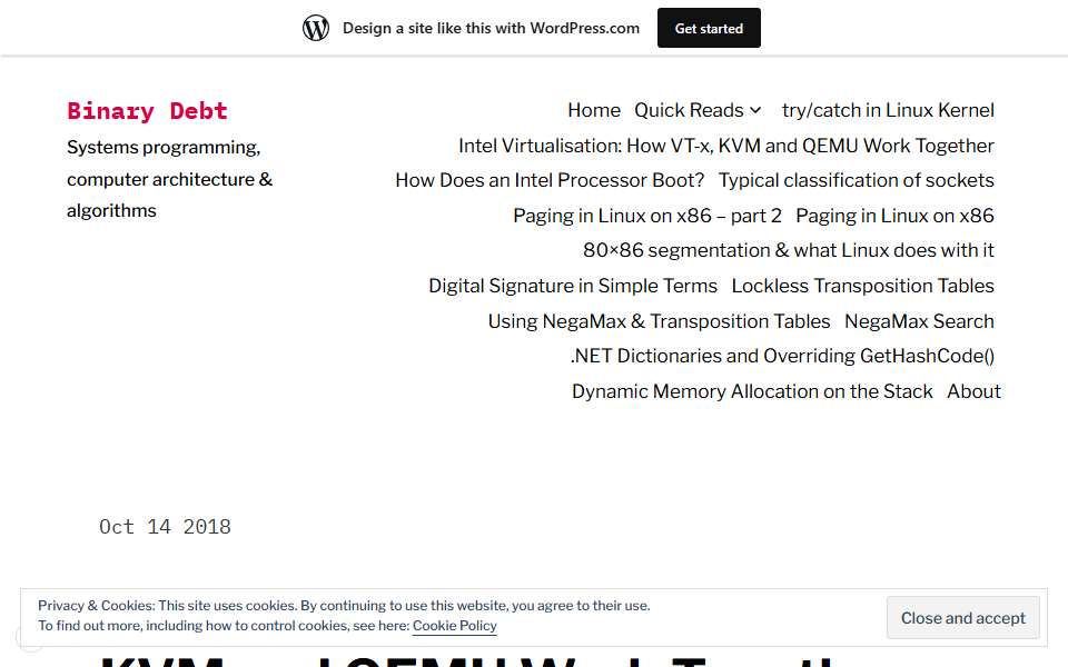 Screenshot of binarydebt.wordpress.com captured 2026-07-20