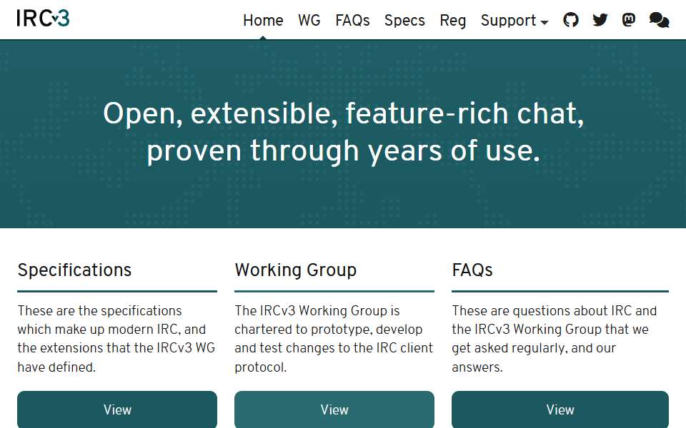 Screenshot of ircv3.net captured 2026-07-20