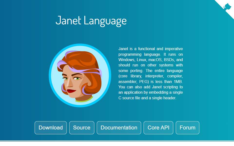 Screenshot of janet-lang.org captured 2026-07-20
