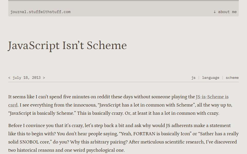 Screenshot of journal.stuffwithstuff.com captured 2026-07-20