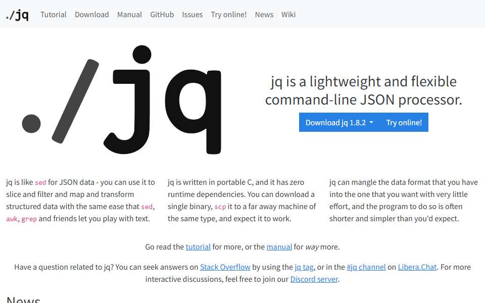 Screenshot of stedolan.github.io captured 2026-07-20