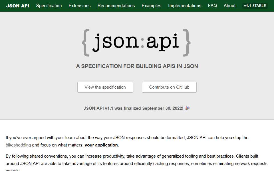 Screenshot of jsonapi.org captured 2026-07-20