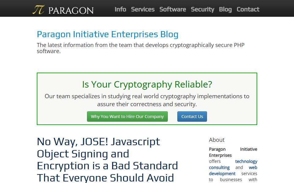 Screenshot of paragonie.com captured 2026-07-20