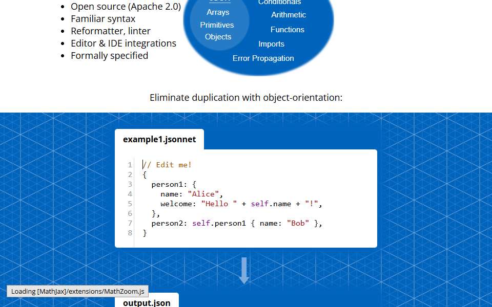 Screenshot of jsonnet.org captured 2026-07-20