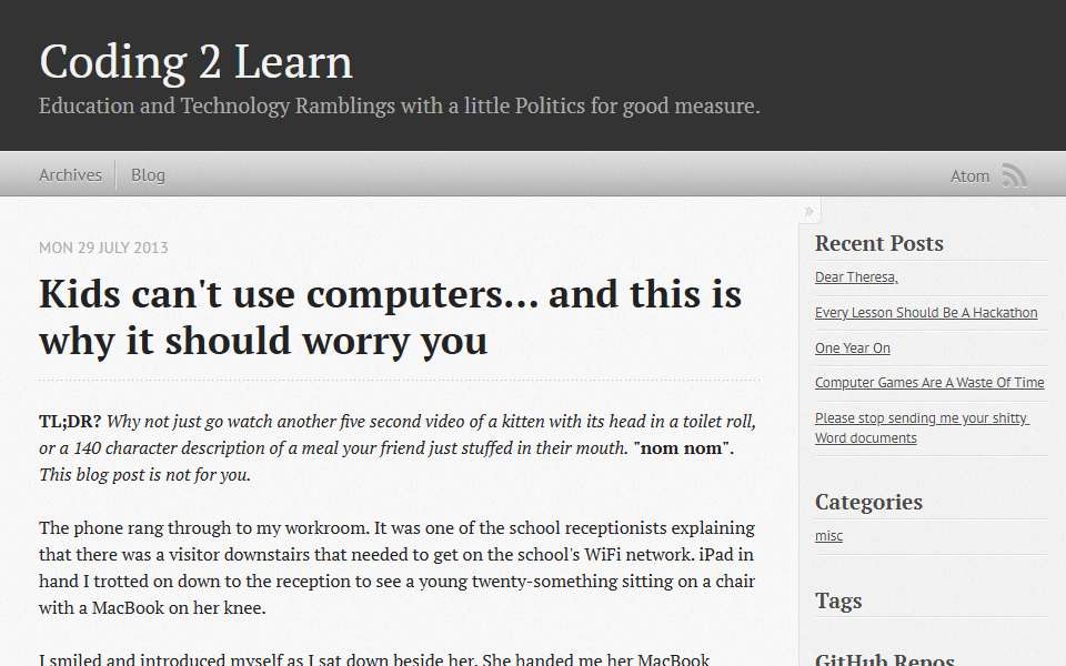 Screenshot of www.coding2learn.org captured 2026-07-20