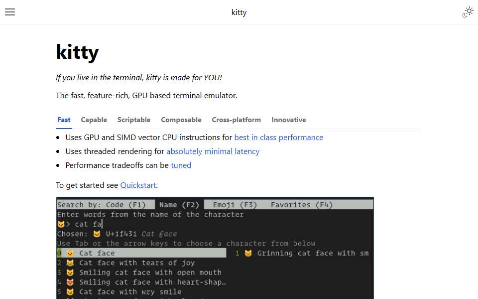 Screenshot of sw.kovidgoyal.net captured 2026-07-20
